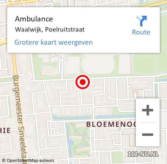 Locatie op kaart van de 112 melding: Ambulance Waalwijk, Poelruitstraat op 23 februari 2017 16:34