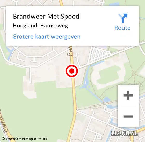 Locatie op kaart van de 112 melding: Brandweer Met Spoed Naar Hoogland, Hamseweg op 23 februari 2017 16:49