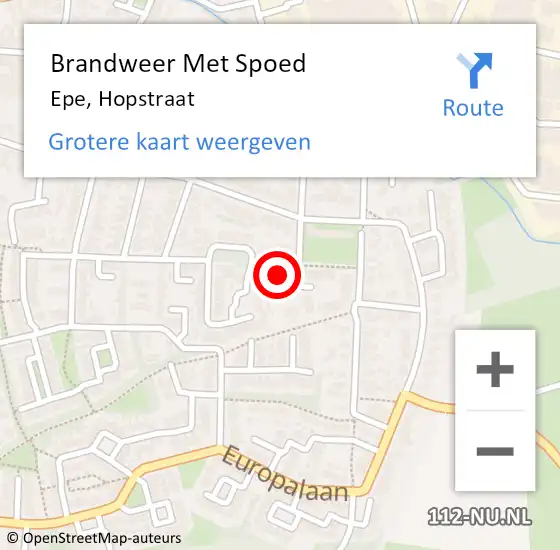 Locatie op kaart van de 112 melding: Brandweer Met Spoed Naar Epe, Hopstraat op 23 februari 2017 16:50