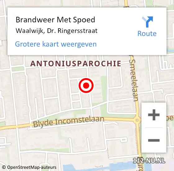 Locatie op kaart van de 112 melding: Brandweer Met Spoed Naar Waalwijk, Dr. Ringersstraat op 23 februari 2017 17:09