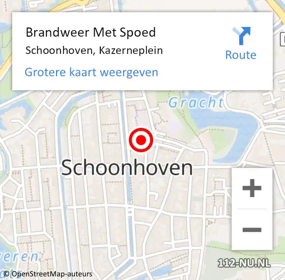 Locatie op kaart van de 112 melding: Brandweer Met Spoed Naar Schoonhoven, Kazerneplein op 23 februari 2017 17:10