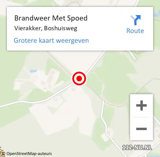 Locatie op kaart van de 112 melding: Brandweer Met Spoed Naar Vierakker, Boshuisweg op 23 februari 2017 17:12