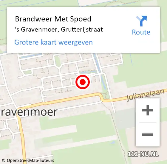 Locatie op kaart van de 112 melding: Brandweer Met Spoed Naar 's Gravenmoer, Grutterijstraat op 23 februari 2017 17:15