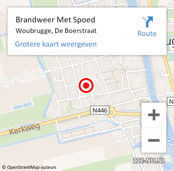 Locatie op kaart van de 112 melding: Brandweer Met Spoed Naar Woubrugge, De Boerstraat op 23 februari 2017 17:17