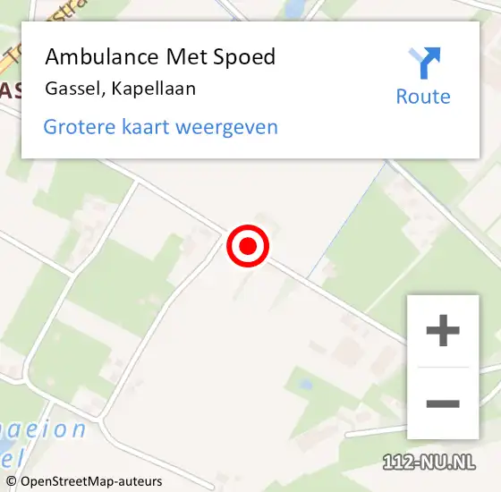 Locatie op kaart van de 112 melding: Ambulance Met Spoed Naar Gassel, Kapellaan op 12 januari 2014 00:43