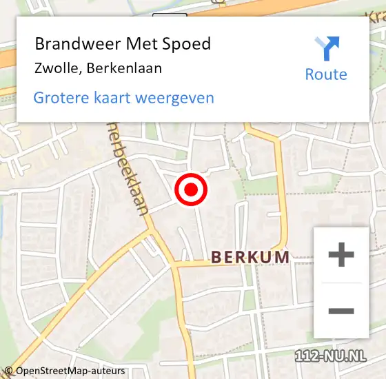 Locatie op kaart van de 112 melding: Brandweer Met Spoed Naar Zwolle, Berkenlaan op 23 februari 2017 17:26