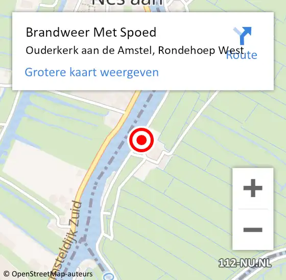 Locatie op kaart van de 112 melding: Brandweer Met Spoed Naar Ouderkerk aan de Amstel, Rondehoep West op 23 februari 2017 17:28