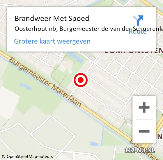 Locatie op kaart van de 112 melding: Brandweer Met Spoed Naar Oosterhout nb, Burgemeester de van der Schuerenlaan op 23 februari 2017 17:29