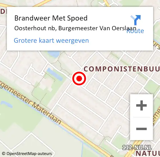 Locatie op kaart van de 112 melding: Brandweer Met Spoed Naar Oosterhout nb, Burgemeester Van Oerslaan op 23 februari 2017 17:31