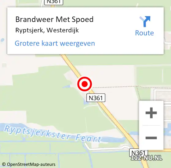 Locatie op kaart van de 112 melding: Brandweer Met Spoed Naar Ryptsjerk, Westerdijk op 12 januari 2014 00:47