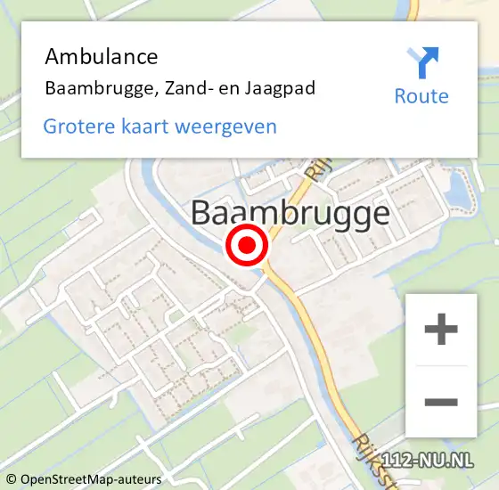 Locatie op kaart van de 112 melding: Ambulance Baambrugge, Zand- en Jaagpad op 23 februari 2017 17:39