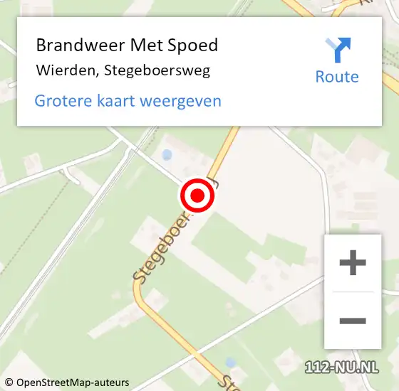 Locatie op kaart van de 112 melding: Brandweer Met Spoed Naar Wierden, Stegeboersweg op 23 februari 2017 17:39