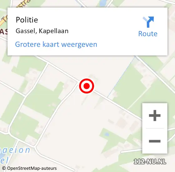 Locatie op kaart van de 112 melding: Politie Gassel, Kapellaan op 12 januari 2014 00:50