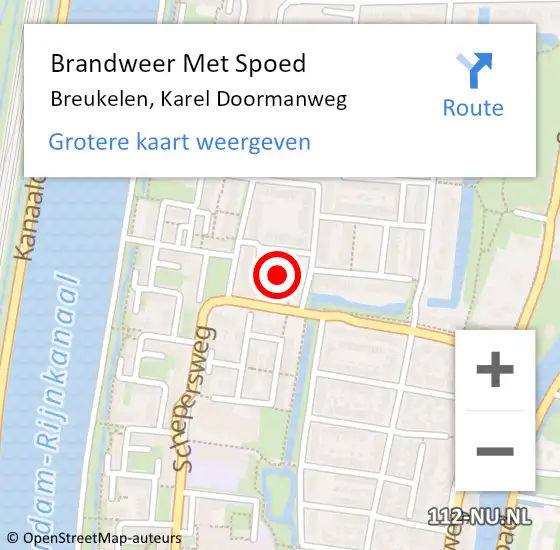 Locatie op kaart van de 112 melding: Brandweer Met Spoed Naar Breukelen, Karel Doormanweg op 23 februari 2017 17:43