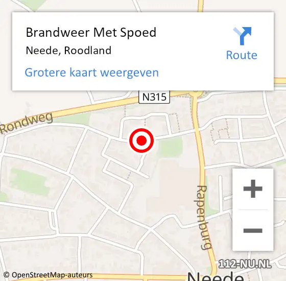 Locatie op kaart van de 112 melding: Brandweer Met Spoed Naar Neede, Roodland op 23 februari 2017 17:45