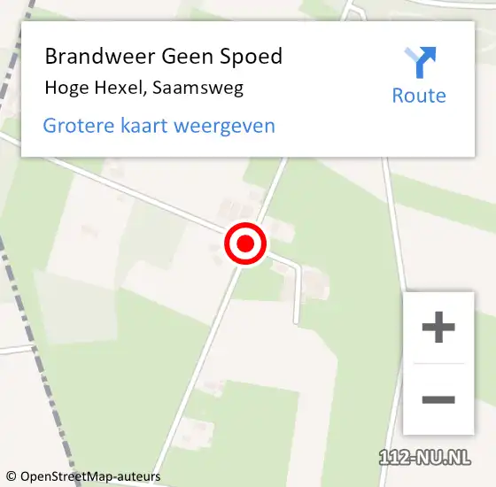 Locatie op kaart van de 112 melding: Brandweer Geen Spoed Naar Hoge Hexel, Saamsweg op 23 februari 2017 17:46