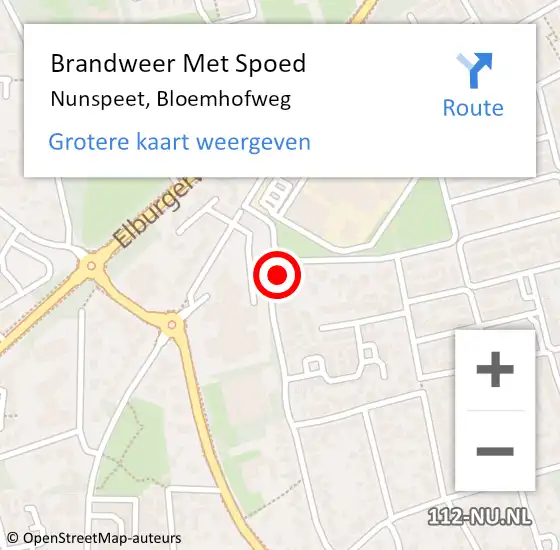 Locatie op kaart van de 112 melding: Brandweer Met Spoed Naar Nunspeet, Bloemhofweg op 23 februari 2017 17:49