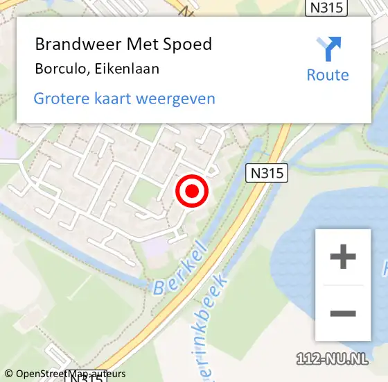 Locatie op kaart van de 112 melding: Brandweer Met Spoed Naar Borculo, Eikenlaan op 23 februari 2017 18:00