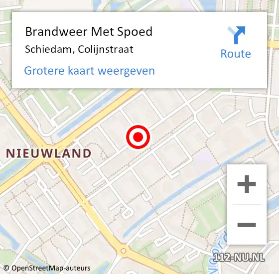 Locatie op kaart van de 112 melding: Brandweer Met Spoed Naar Schiedam, Colijnstraat op 23 februari 2017 18:03