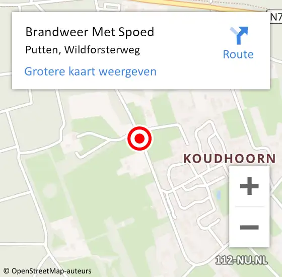 Locatie op kaart van de 112 melding: Brandweer Met Spoed Naar Putten, Wildforsterweg op 23 februari 2017 18:10