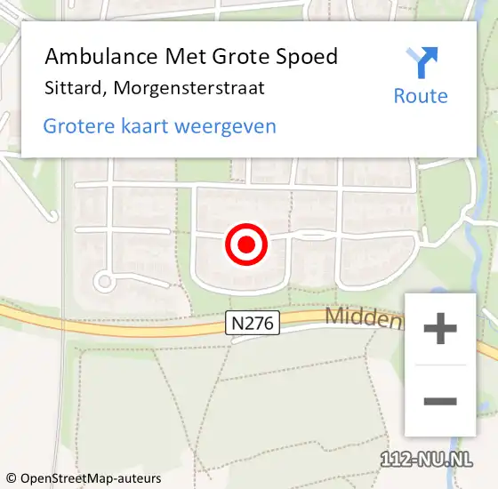 Locatie op kaart van de 112 melding: Ambulance Met Grote Spoed Naar Sittard, Morgensterstraat op 12 januari 2014 01:08