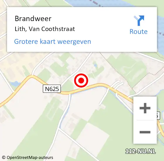 Locatie op kaart van de 112 melding: Brandweer Lith, Van Coothstraat op 23 februari 2017 18:12