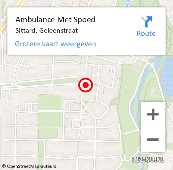 Locatie op kaart van de 112 melding: Ambulance Met Spoed Naar Sittard, Geleenstraat op 12 januari 2014 01:10