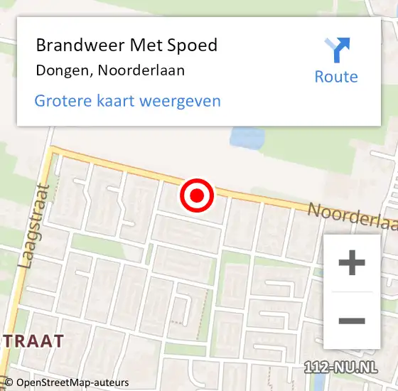 Locatie op kaart van de 112 melding: Brandweer Met Spoed Naar Dongen, Noorderlaan op 23 februari 2017 18:15