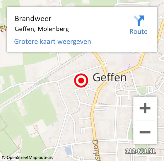 Locatie op kaart van de 112 melding: Brandweer Geffen, Molenberg op 23 februari 2017 18:15