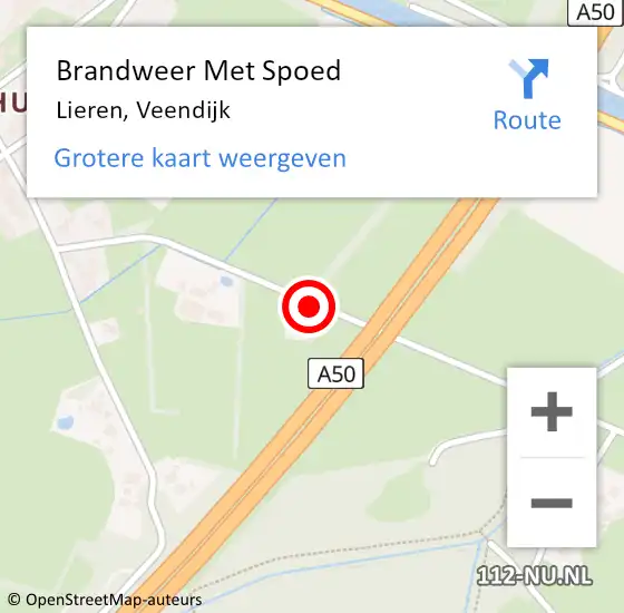 Locatie op kaart van de 112 melding: Brandweer Met Spoed Naar Lieren, Veendijk op 23 februari 2017 18:18