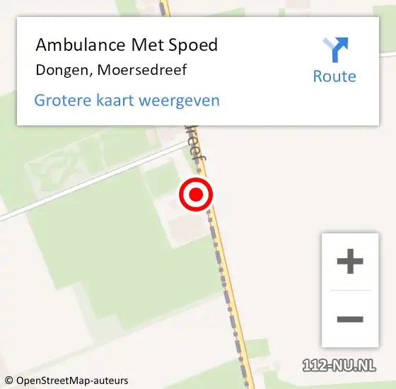 Locatie op kaart van de 112 melding: Ambulance Met Spoed Naar Dongen, Moersedreef op 12 januari 2014 01:16