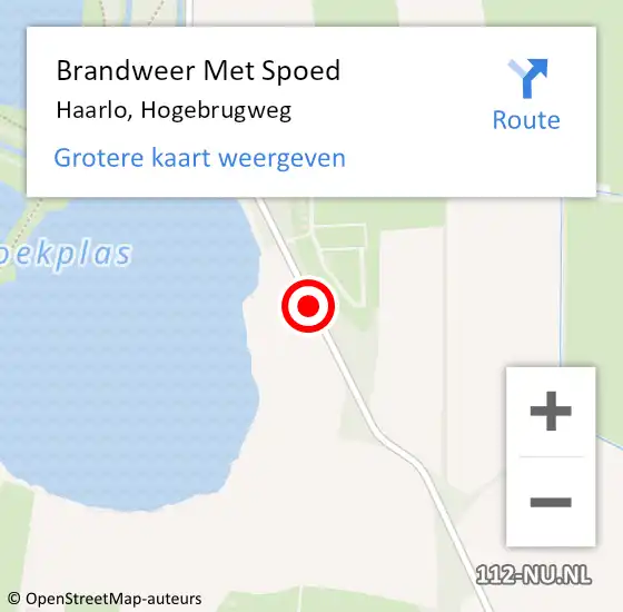 Locatie op kaart van de 112 melding: Brandweer Met Spoed Naar Haarlo, Hogebrugweg op 23 februari 2017 18:26