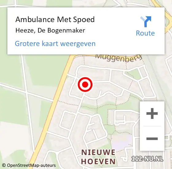 Locatie op kaart van de 112 melding: Ambulance Met Spoed Naar Heeze, De Bogenmaker op 23 februari 2017 18:32