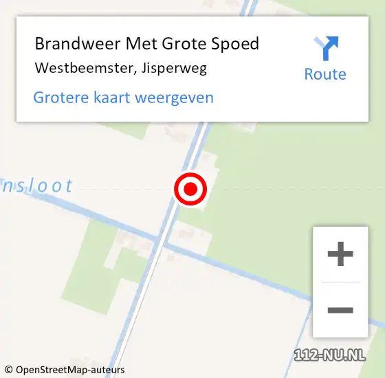 Locatie op kaart van de 112 melding: Brandweer Met Grote Spoed Naar Westbeemster, Jisperweg op 23 februari 2017 18:33