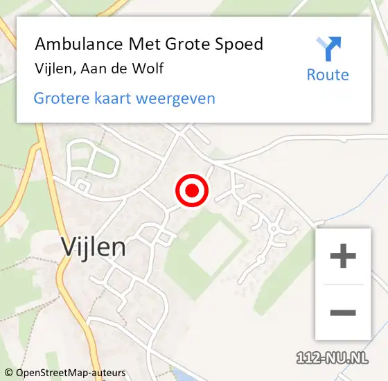 Locatie op kaart van de 112 melding: Ambulance Met Grote Spoed Naar Vijlen, Aan de Wolf op 19 september 2013 07:07