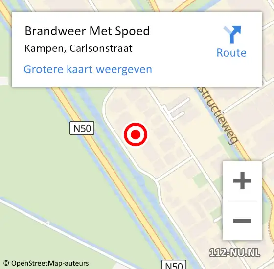 Locatie op kaart van de 112 melding: Brandweer Met Spoed Naar Kampen, Carlsonstraat op 23 februari 2017 18:38