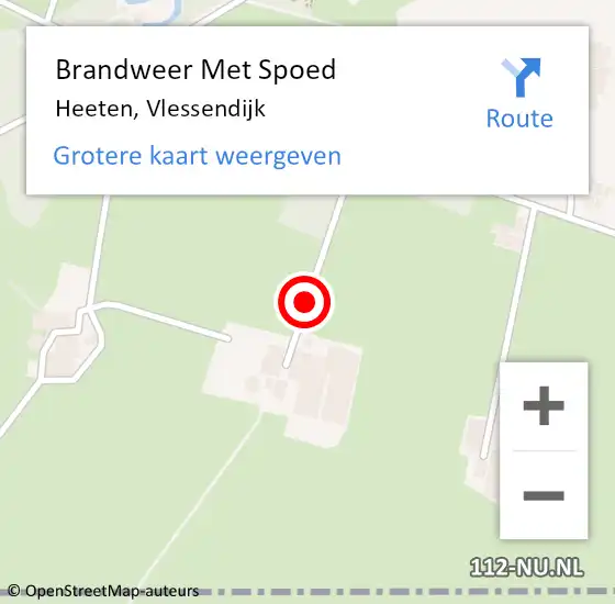 Locatie op kaart van de 112 melding: Brandweer Met Spoed Naar Heeten, Vlessendijk op 23 februari 2017 18:39