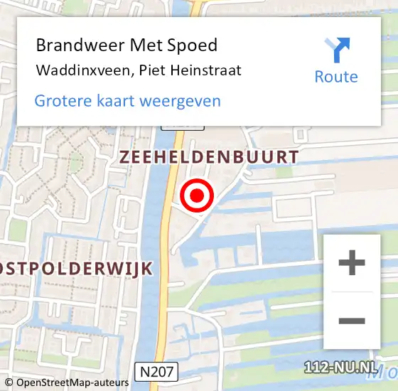 Locatie op kaart van de 112 melding: Brandweer Met Spoed Naar Waddinxveen, Piet Heinstraat op 23 februari 2017 18:42