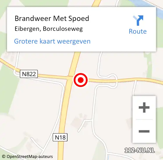 Locatie op kaart van de 112 melding: Brandweer Met Spoed Naar Eibergen, Borculoseweg op 23 februari 2017 18:43
