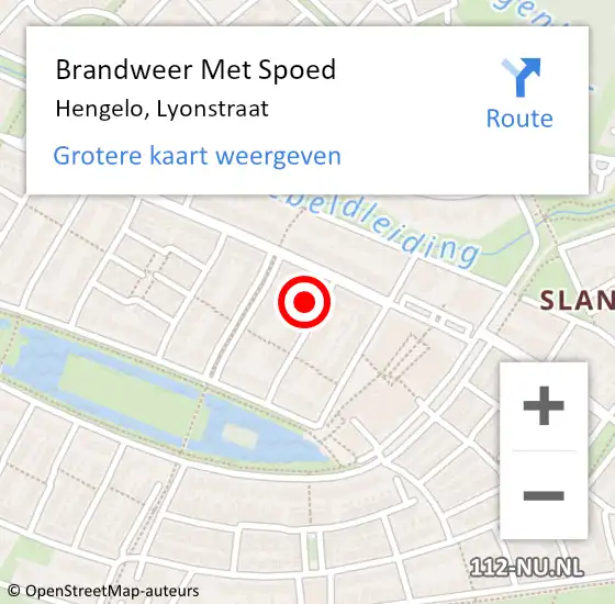 Locatie op kaart van de 112 melding: Brandweer Met Spoed Naar Hengelo, Lyonstraat op 23 februari 2017 18:49