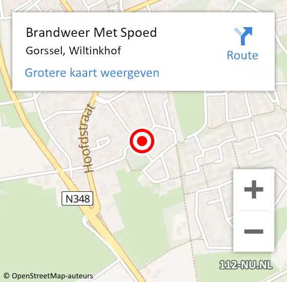 Locatie op kaart van de 112 melding: Brandweer Met Spoed Naar Gorssel, Wiltinkhof op 23 februari 2017 18:51