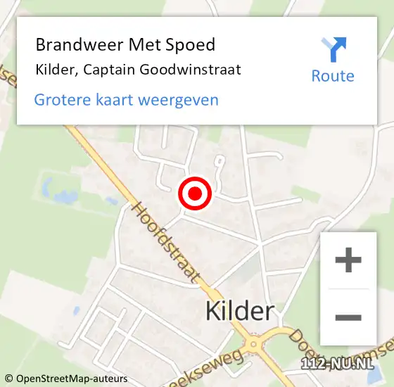 Locatie op kaart van de 112 melding: Brandweer Met Spoed Naar Kilder, Captain Goodwinstraat op 23 februari 2017 18:52