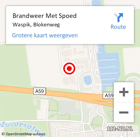 Locatie op kaart van de 112 melding: Brandweer Met Spoed Naar Waspik, Blokenweg op 23 februari 2017 18:55