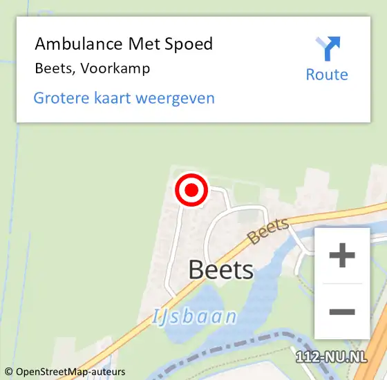 Locatie op kaart van de 112 melding: Ambulance Met Spoed Naar Beets, Voorkamp op 23 februari 2017 18:56