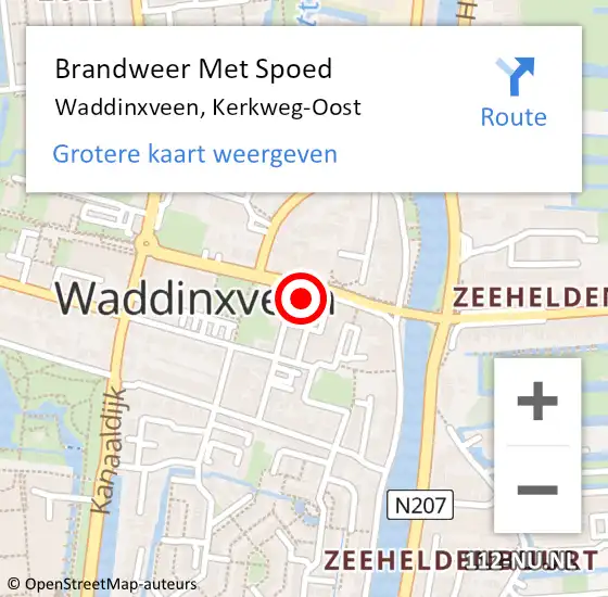 Locatie op kaart van de 112 melding: Brandweer Met Spoed Naar Waddinxveen, Kerkweg-Oost op 23 februari 2017 18:56