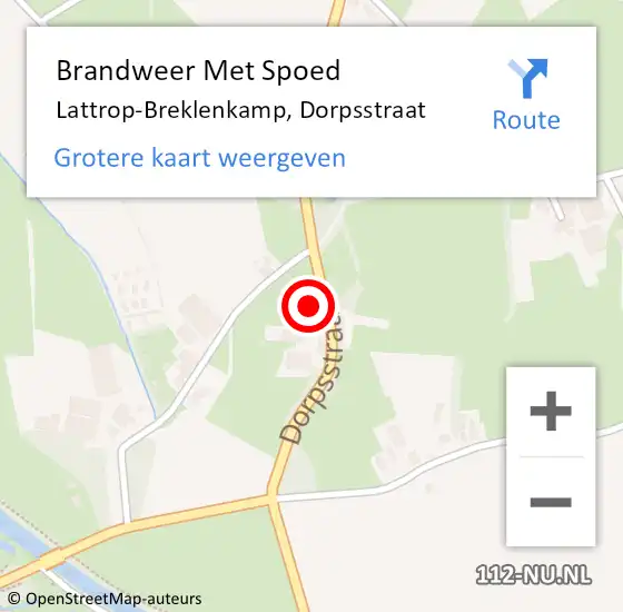 Locatie op kaart van de 112 melding: Brandweer Met Spoed Naar Lattrop-Breklenkamp, Dorpsstraat op 23 februari 2017 19:08