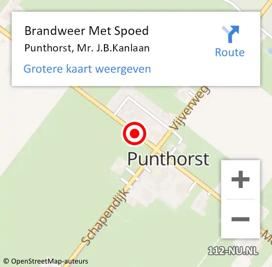 Locatie op kaart van de 112 melding: Brandweer Met Spoed Naar Punthorst, Mr. J.B.Kanlaan op 23 februari 2017 19:09