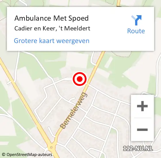 Locatie op kaart van de 112 melding: Ambulance Met Spoed Naar Cadier en Keer, 't Meeldert op 12 januari 2014 01:59