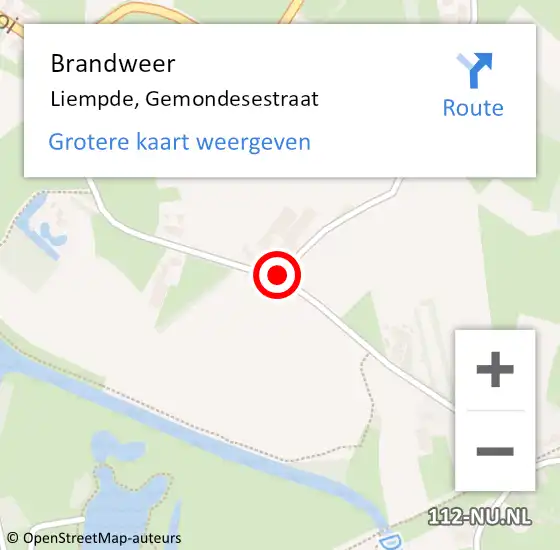 Locatie op kaart van de 112 melding: Brandweer Liempde, Gemondesestraat op 23 februari 2017 19:36