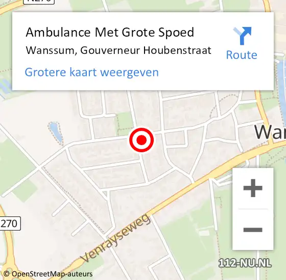 Locatie op kaart van de 112 melding: Ambulance Met Grote Spoed Naar Wanssum, Gouverneur Houbenstraat op 12 januari 2014 02:00